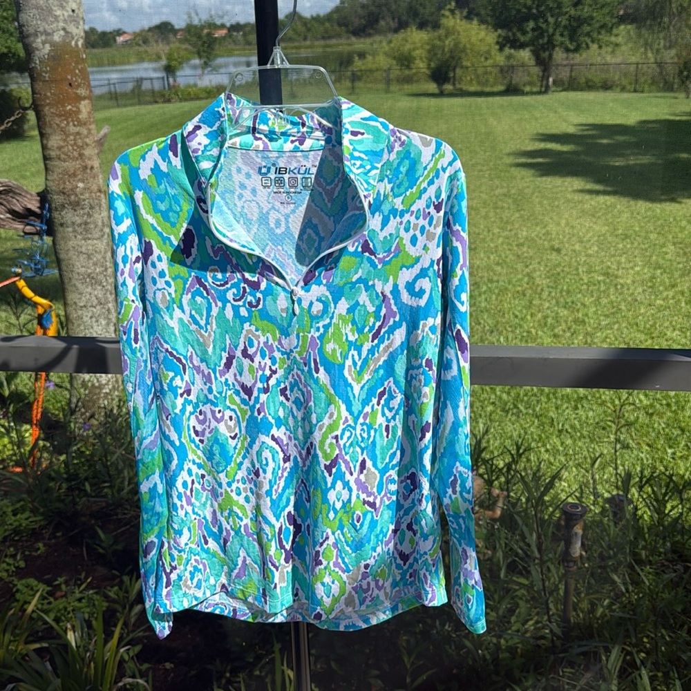 IBKUL UPF50+ Sun Shirt Long Sleeve Mock Neck Top size small nwot